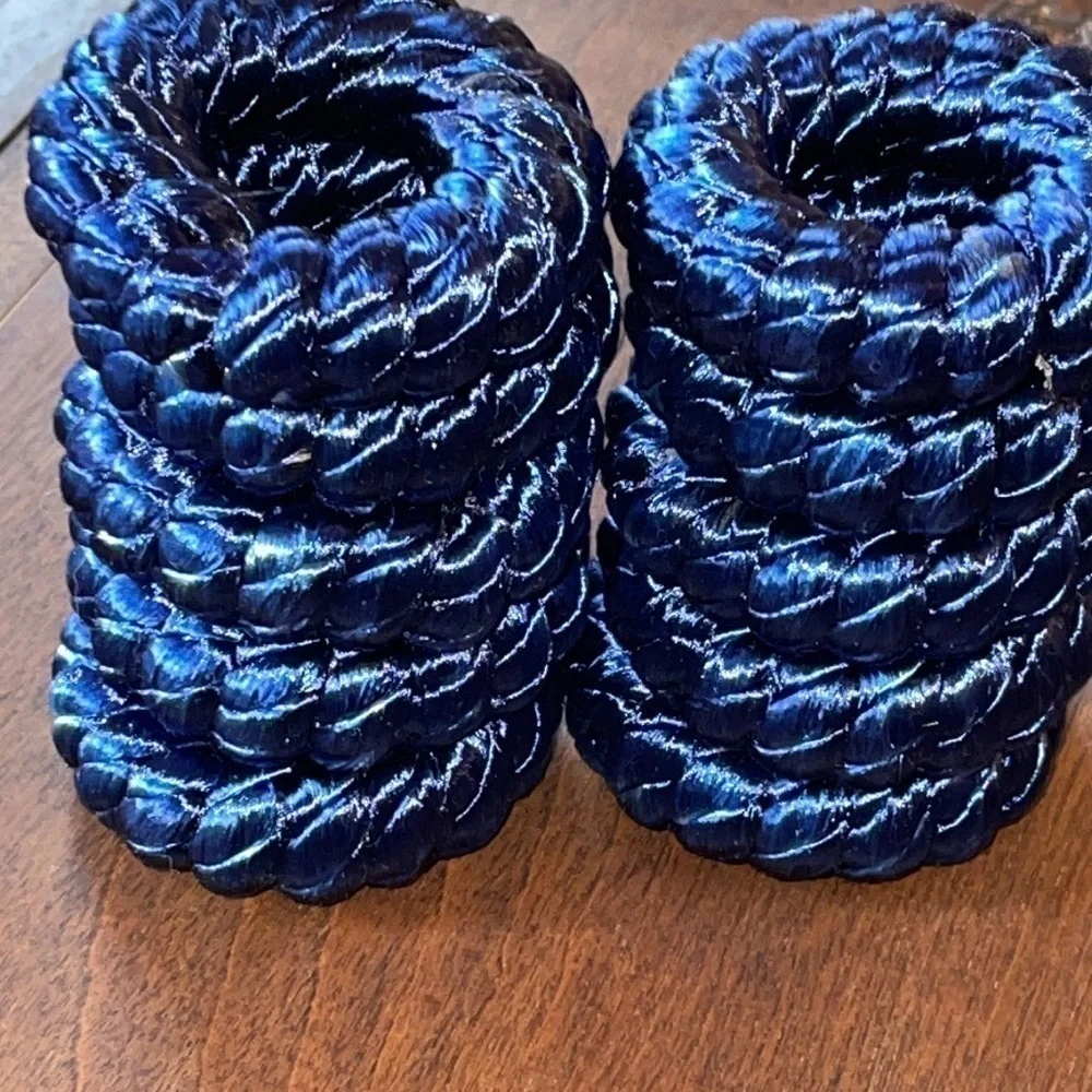 Blue Hanukkah & Holiday Napkin Holders Round Thick gorgeous Yarn